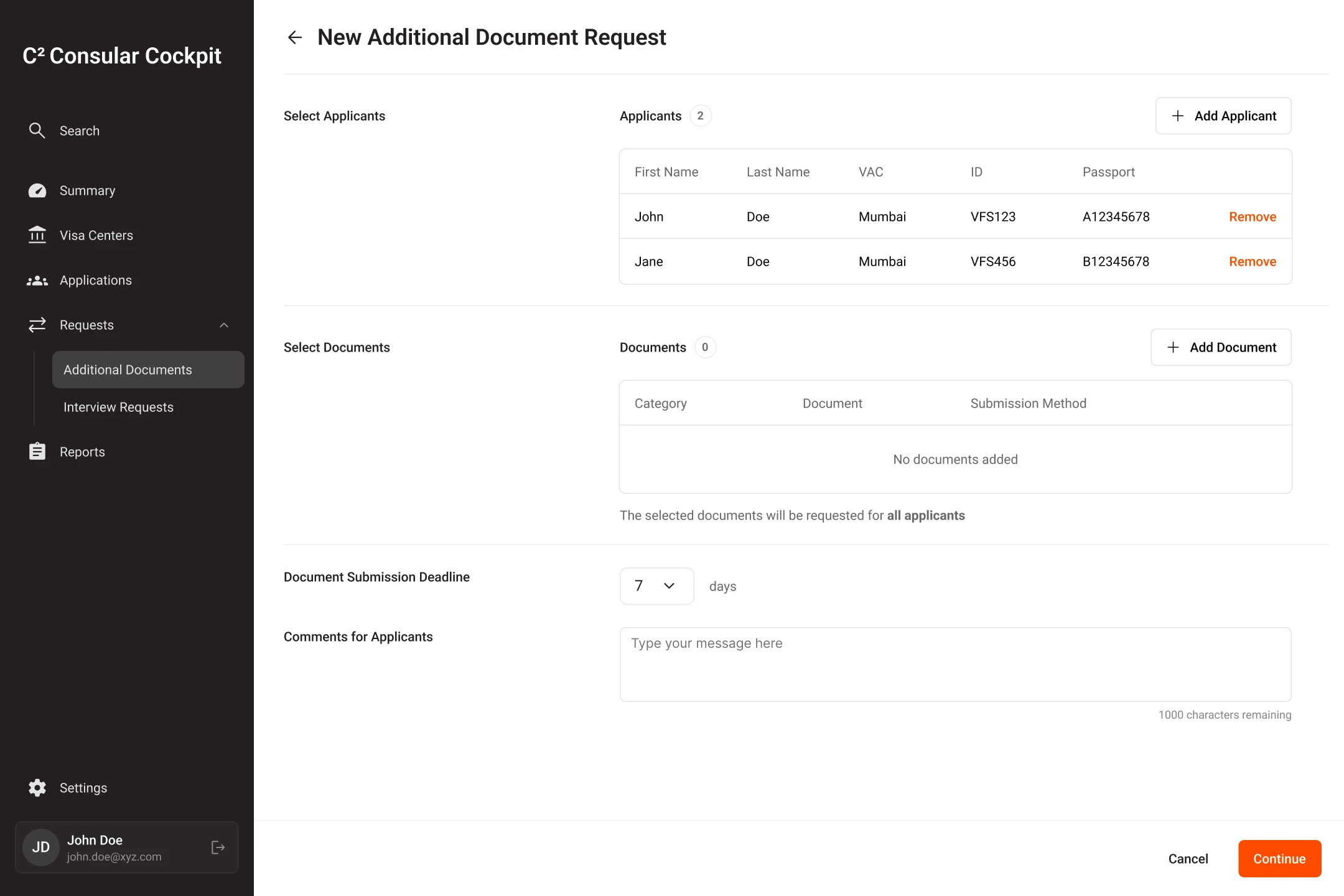 Request form