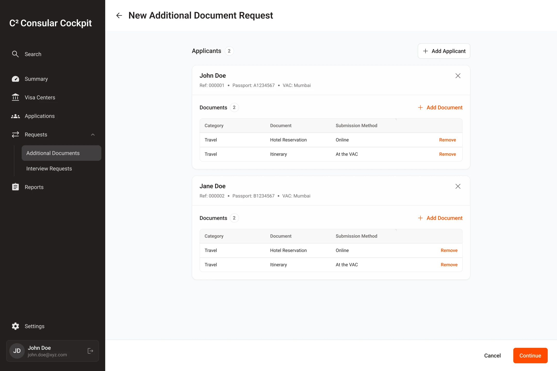 Alternative request form