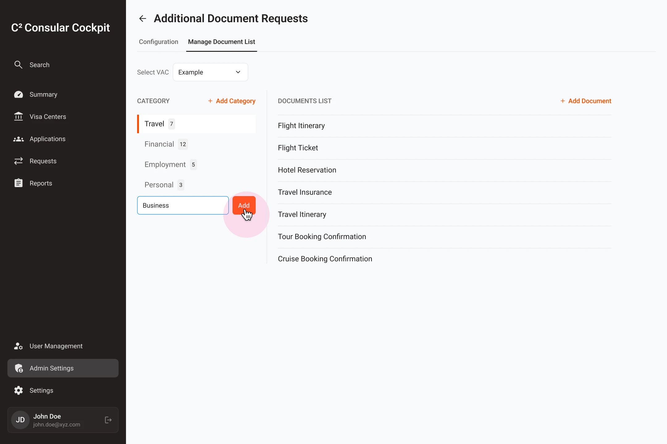 Add document category