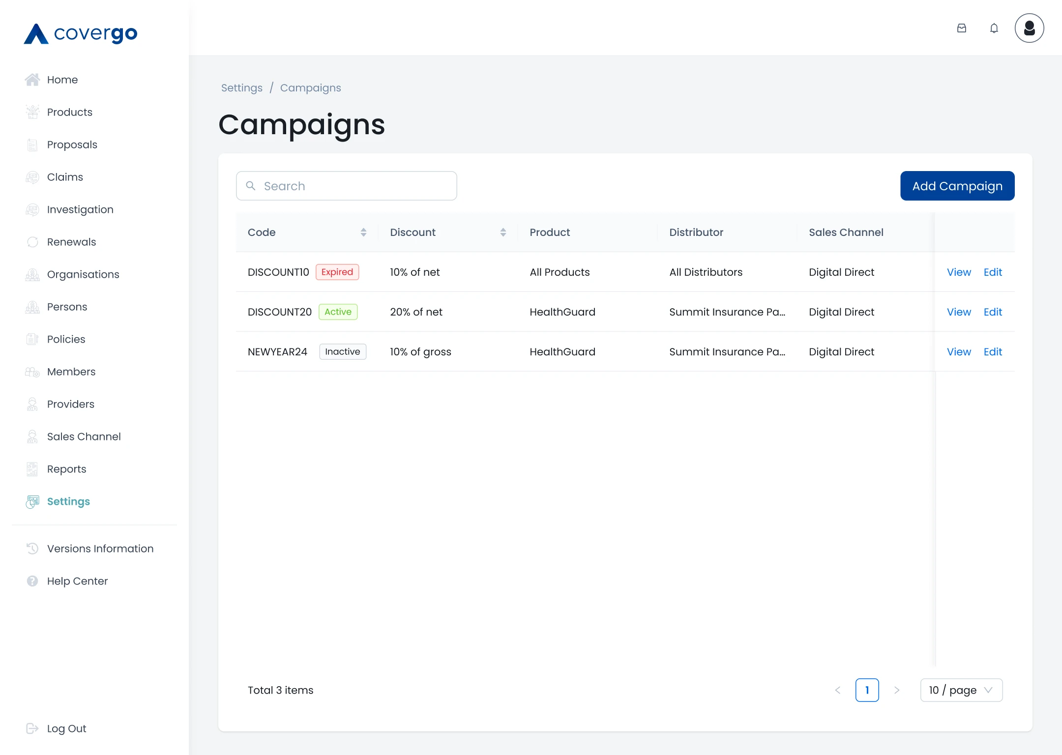 Campaign list