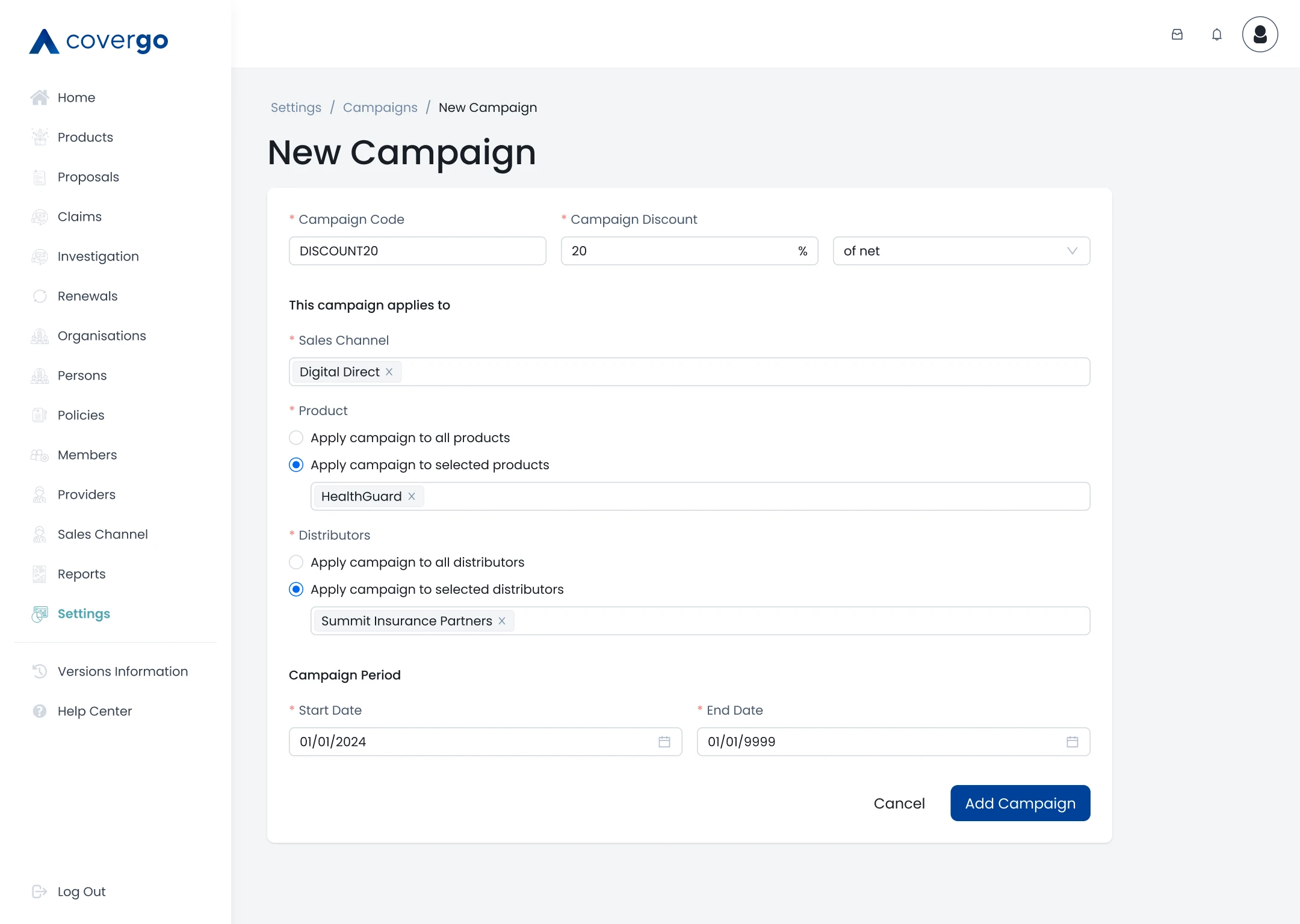 Create campaign