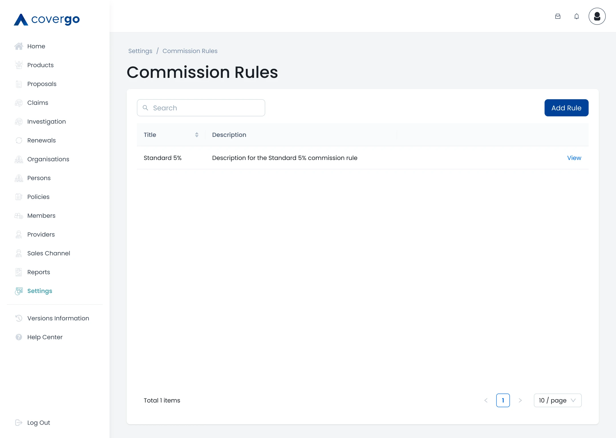 Commission rule list
