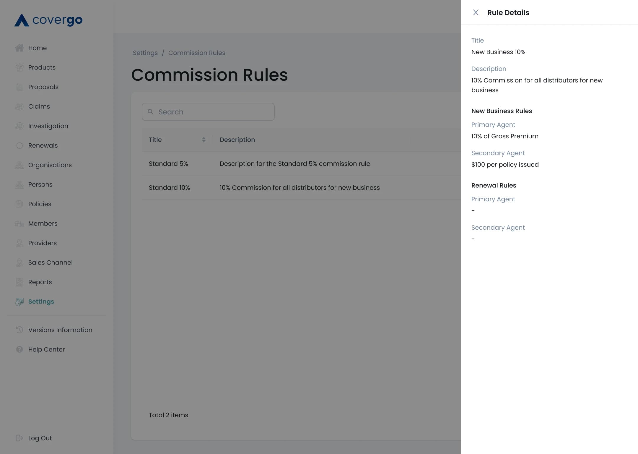 Commission rule details